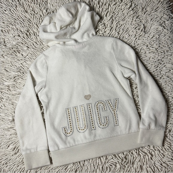 Juicy Couture Other - JUICY COUTURE Little Girls Y2K Velour Beaded Rhinestone Hoodie in Creamy White 5